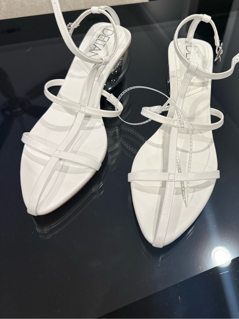 Deltan White Strappy Pointed-Toe Sandals